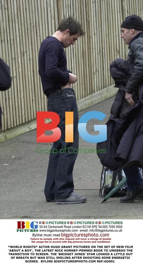 Hugh Grant on Set of "About a Boy"