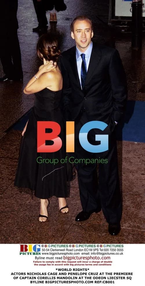 Nicholas Cage and Penelope Cruz at 'Captain Corelli's Mandolin' Premiere