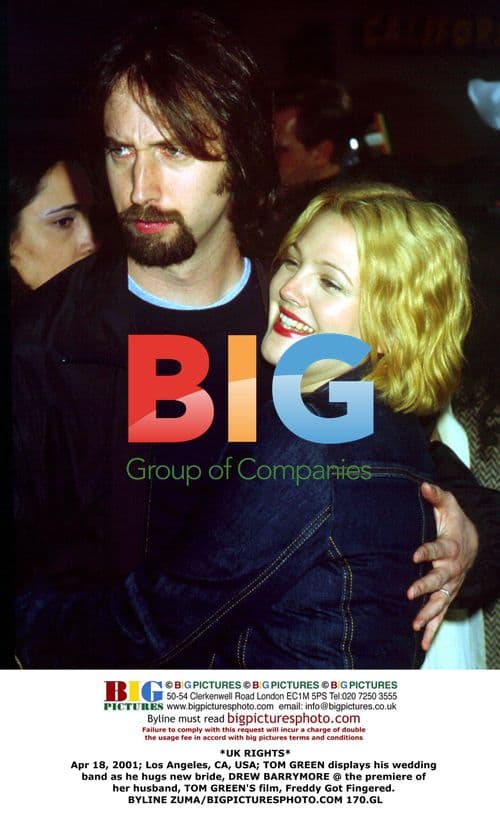 Tom Green and Drew Barrymore at Freddy Got Fingered premiere