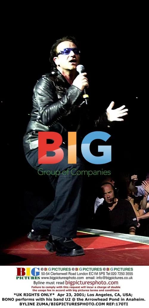 Bono performs with U2 in Anaheim
