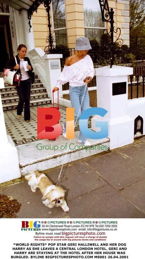Geri Halliwell Leaves London Hotel with Dog