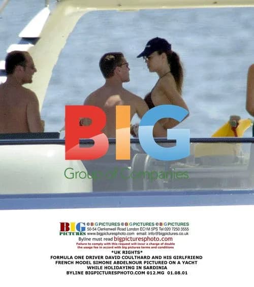David Coulthard and Simone Abdelnour on Yacht in Sardinia