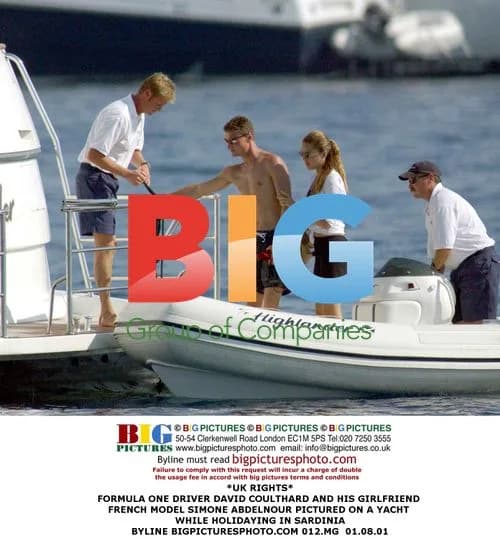 David Coulthard and Simone Abdelnour on Yacht in Sardinia
