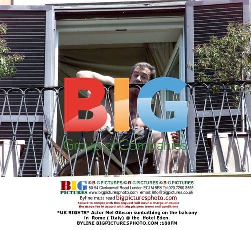 Mel Gibson Sunbathing in Rome, Italy