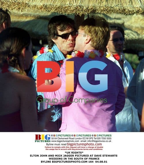 Elton John and Mick Jagger at Dave Stewart's Wedding