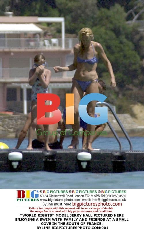 Jerry Hall Enjoys Swim in South of France