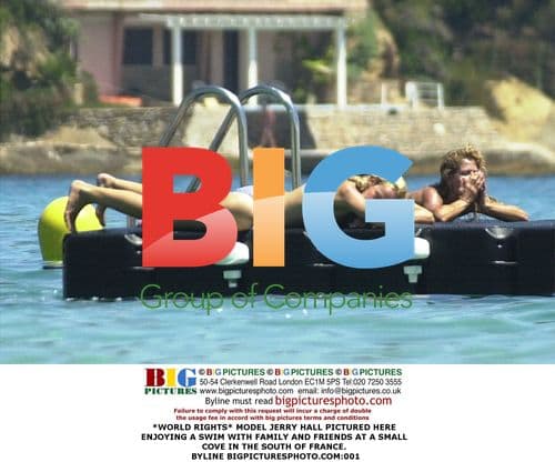 Model Jerry Hall Enjoys Swim in France