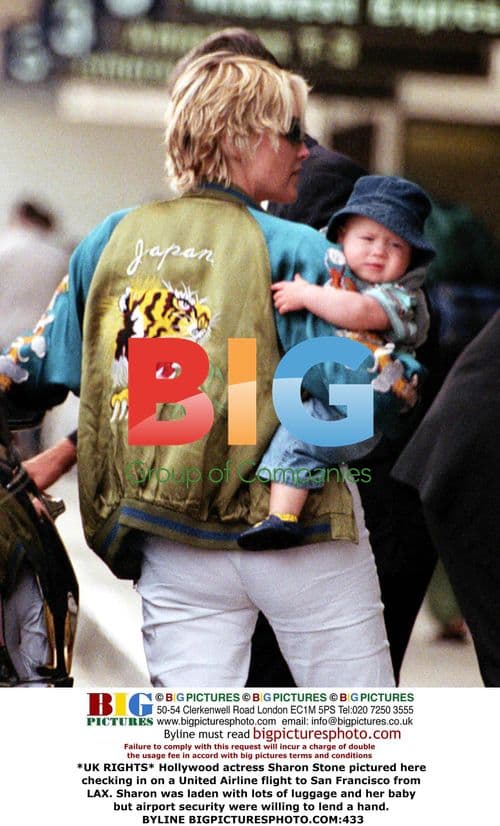 Sharon Stone at the Airport with Baby