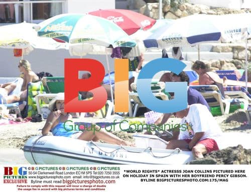 Joan Collins on holiday in Spain with Percy Gibson