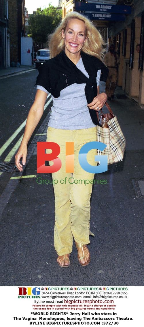 Jerry Hall Leaving The Ambassors Theatre