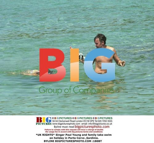 Paul Young and family on holiday in Sardinia