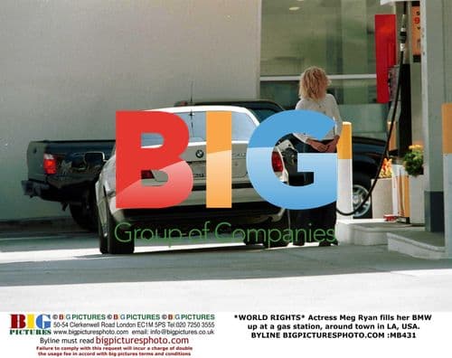 Actress Meg Ryan fills up her BMW in LA