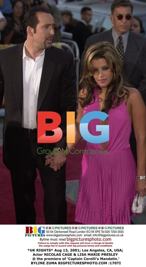 NICOLAS CAGE & LISA MARIE PRESLEY at 'Captain Corelli's Mandolin' premiere
