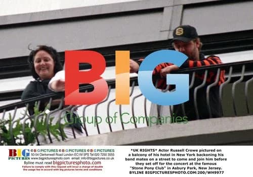 Russell Crowe on Hotel Balcony in New York
