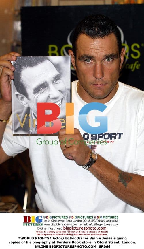 Vinnie Jones signs biography at Borders