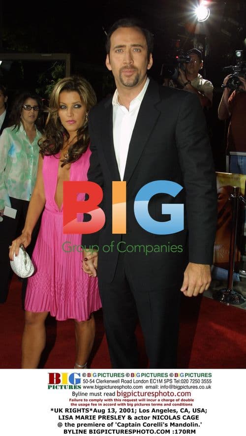 Lisa Marie Presley and Nicolas Cage at 'Captain Corelli's Mandolin' premiere