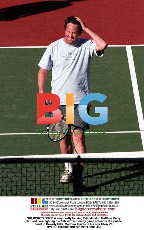 Matthew Perry plays tennis in Beverly Hills