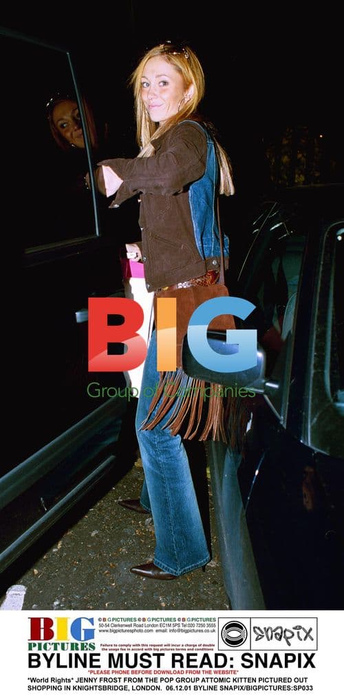 Jenny Frost of Atomic Kitten Shopping in London