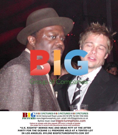 Bernie Mac and Brad Pitt at Oceans 11 Premiere