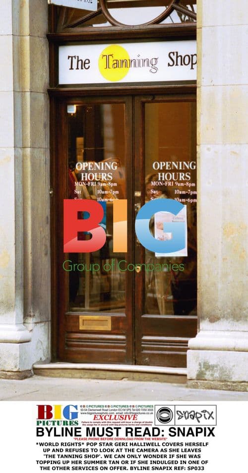 POP STAR GERI HALLIWELL LEAVES TANNING SHOP