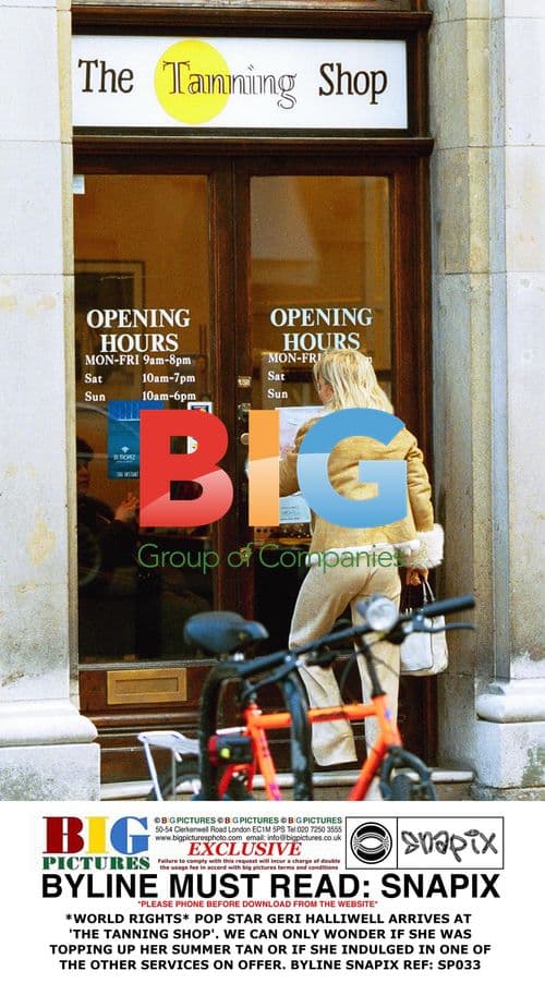 POP STAR GERI HALLIWELL AT 'THE TANNING SHOP'