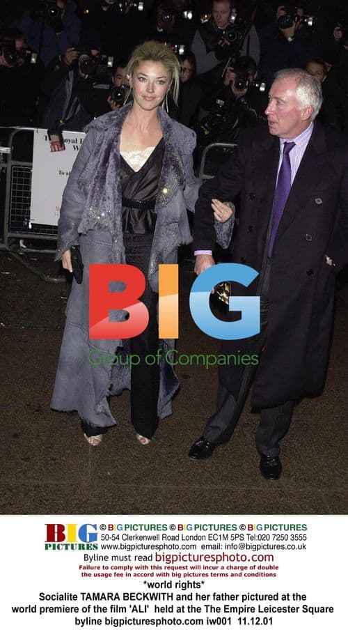 Tamara Beckwith and father at film premiere