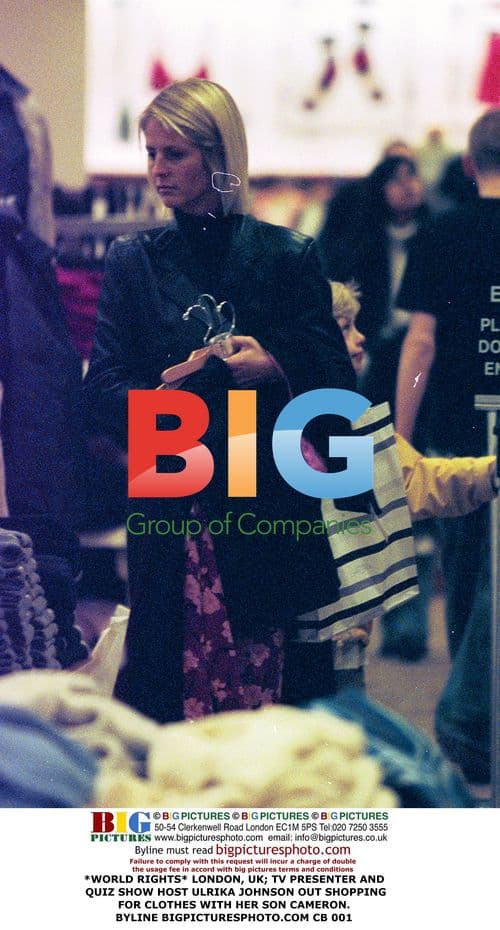 Ulrika Johnson shopping with son Cameron