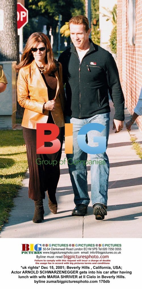 Arnold Schwarzenegger Leaving Lunch with Wife