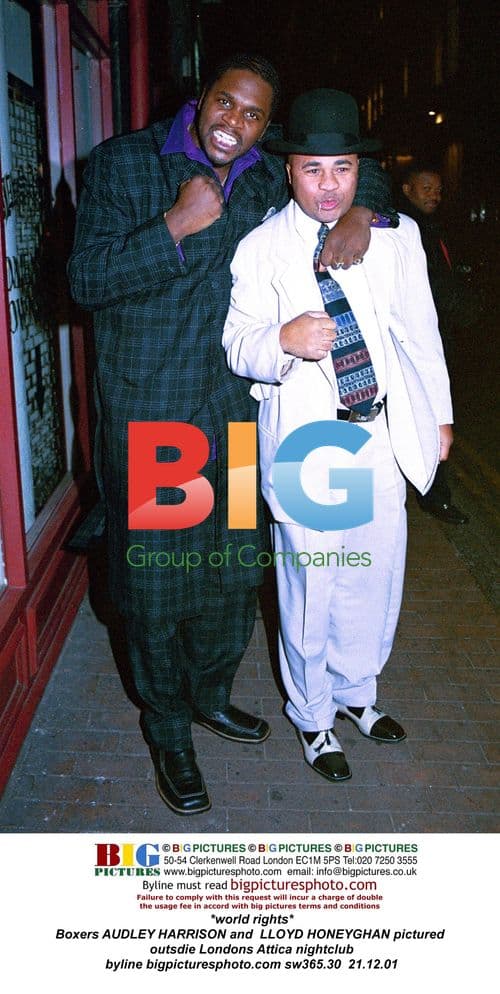 Boxers AUDLEY HARRISON and LLOYD HONEYGHAN outside Attica