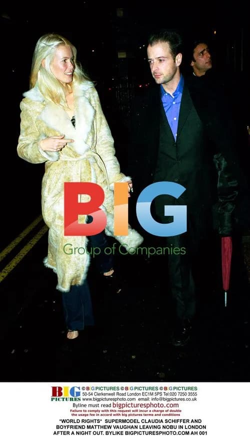 Claudia Schiffer and Matthew Vaughan Leaving Nobu in London