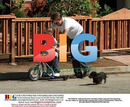 Christian Slater and son Jaden bike lesson