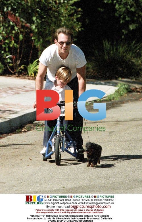 Christian Slater teaches son Jaden to ride bike