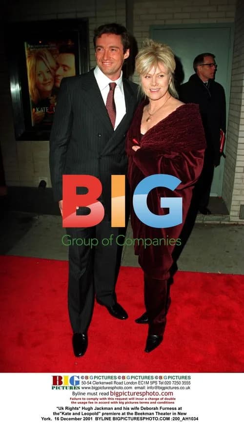 Hugh Jackman and wife at "Kate and Leopold" premiere