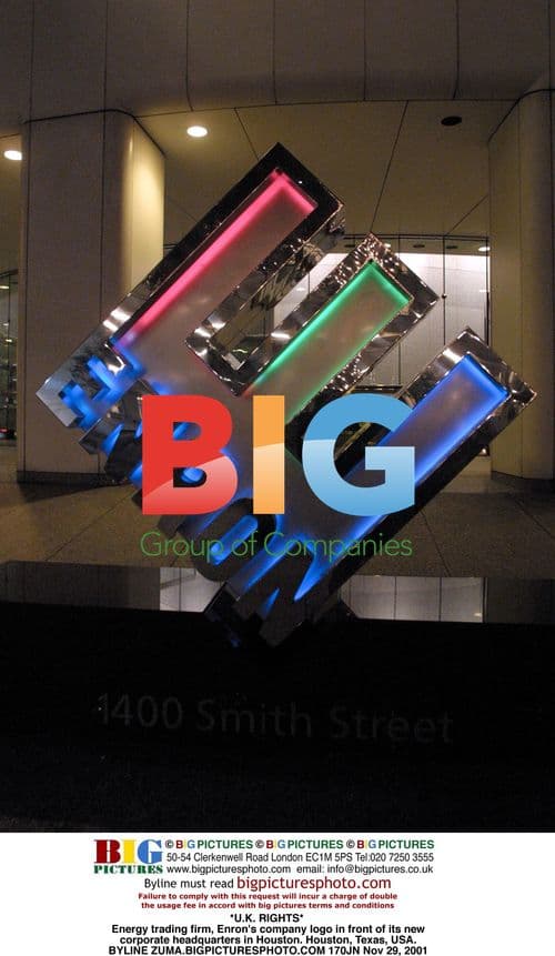 Enron's company logo at new headquarters