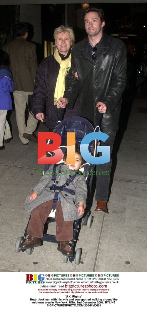 Hugh Jackman with family in New York