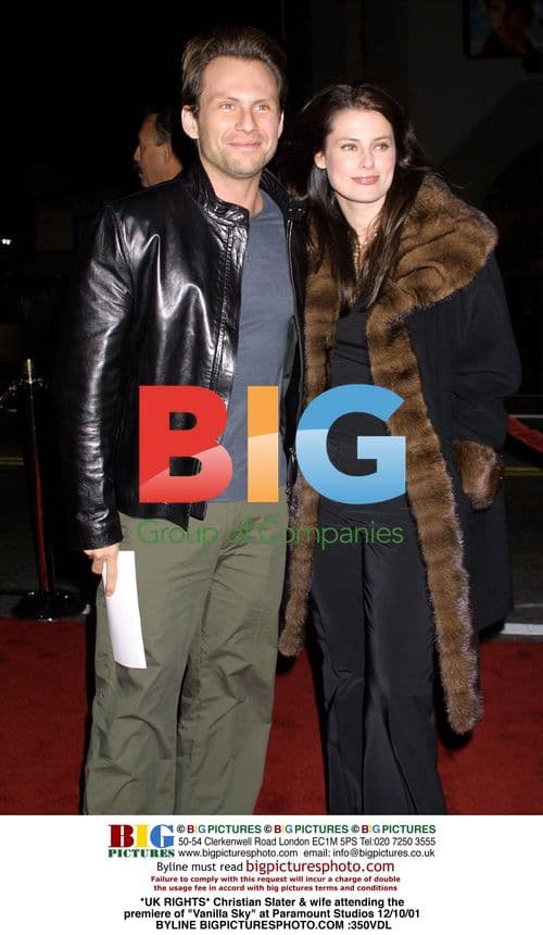 Christian Slater & wife at "Vanilla Sky" premiere
