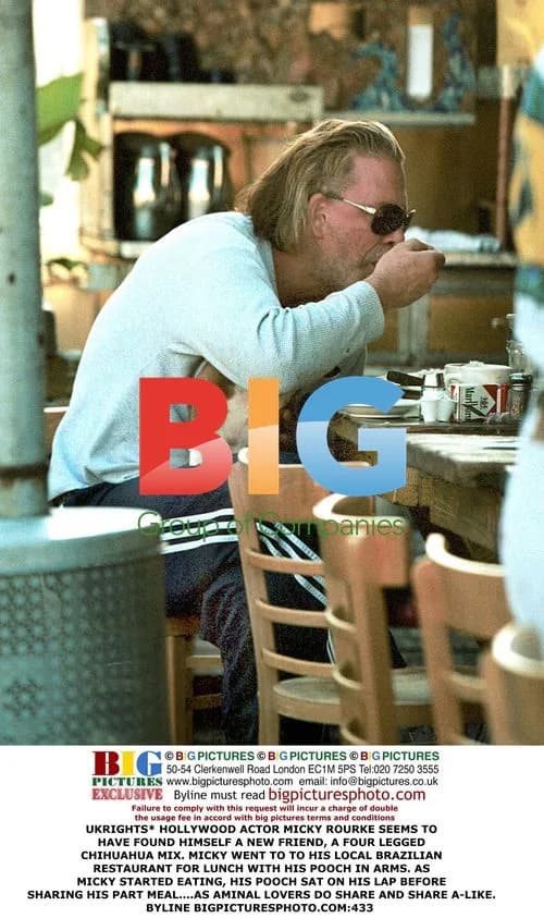 Mickey Rourke Dines with His Chihuahua