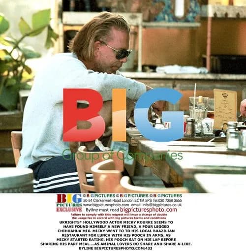 Mickey Rourke Lunches with Pup