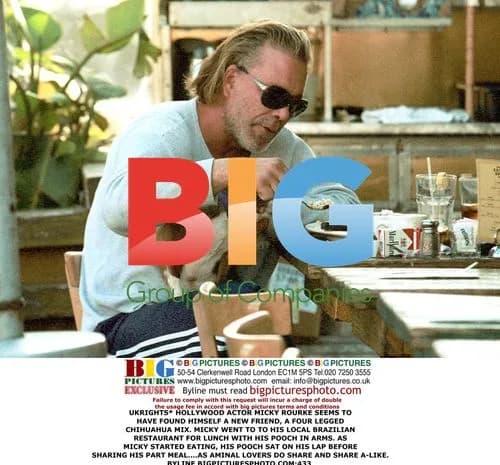Mickey Rourke and Chihuahua Dine Out