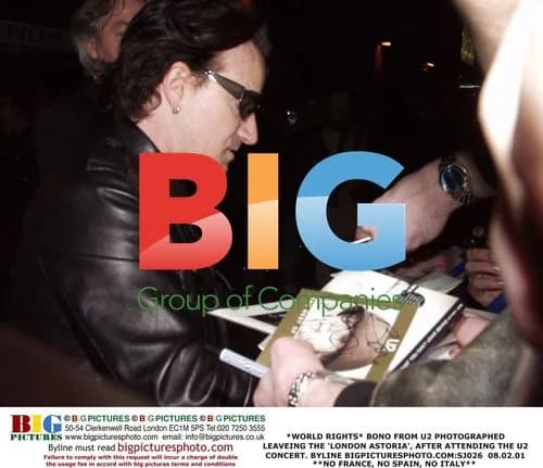 Bono from U2 leaving London Astoria after concert