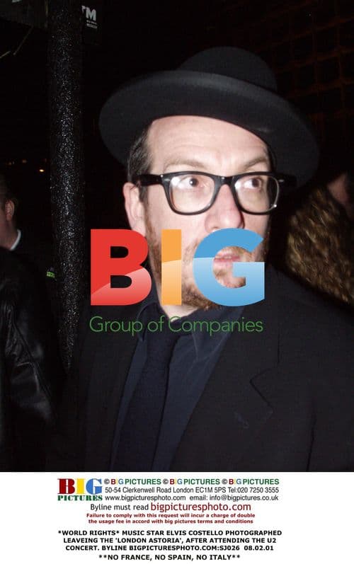 Elvis Costello Leaves London Astoria After U2 Concert