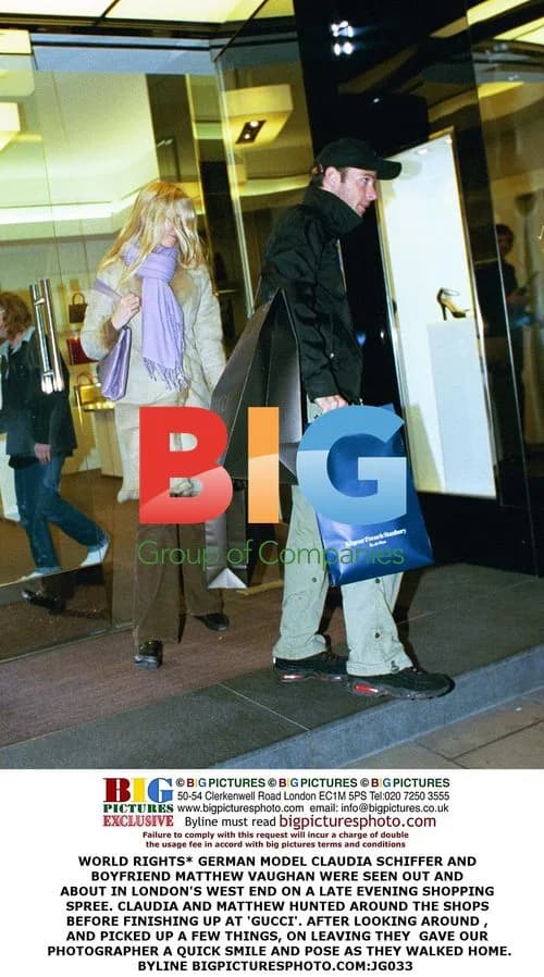 Claudia Schiffer and Matthew Vaughan Shop in London