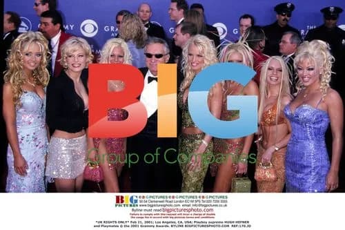 Hugh Hefner and Playmates at 2001 Grammys