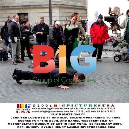Jennifer Love Hewitt and Alec Baldwin on The Devil and Daniel Webster set