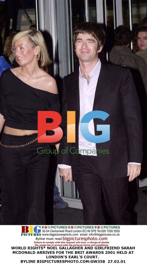 Noel Gallagher and Sarah McDonald at BRIT Awards 2001