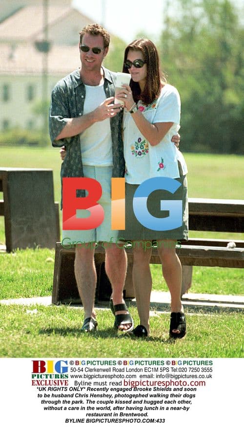 Brooke Shields and Chris Henshey Stroll with Dogs