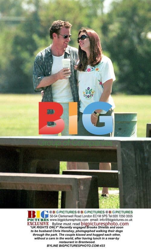 Brooke Shields and Chris Henshey walk dogs