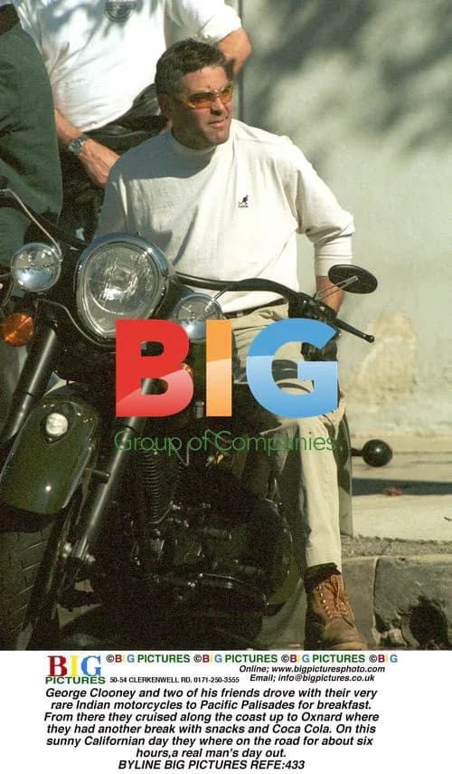George Clooney and friends ride motorcycles