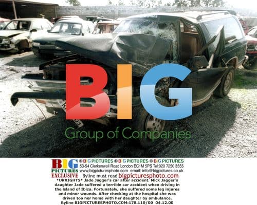 Jade Jagger's car after accident