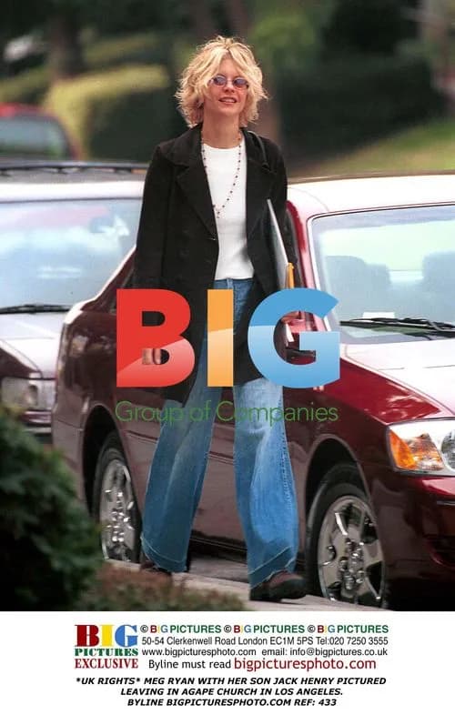 Meg Ryan and son Jack Henry leaving church